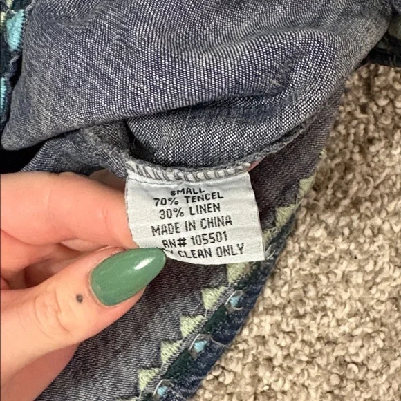 Double D Ranch Floral Embroidery Denim Top - Picture 3 of 5